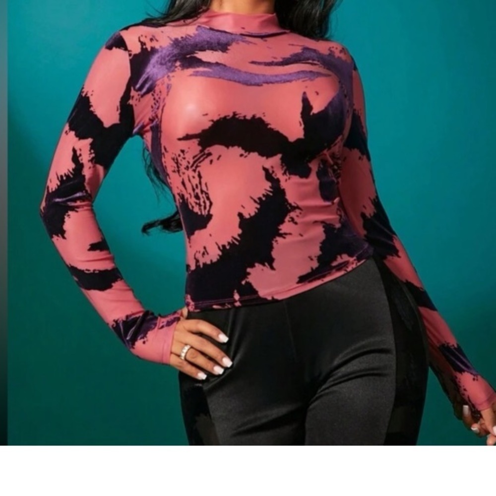 SHEIN SXY Sexy Nightclub Women'S Gorgeous Velvet Mesh Brushstroke size XS - Picture 2 of 12